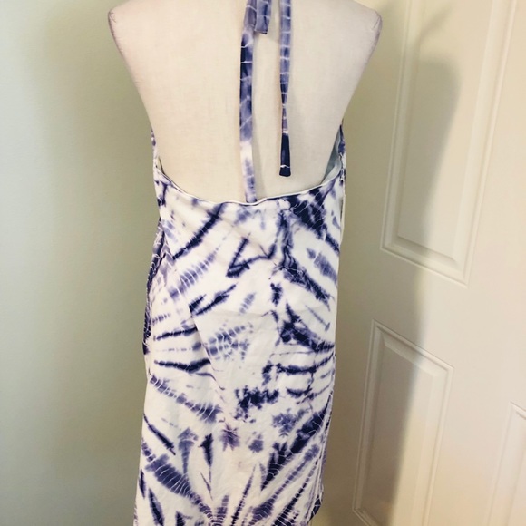 Victoria’s Secret Blue & White Tie Dye Halter Beach Dress Cover Up Size Medium - Picture 3 of 8